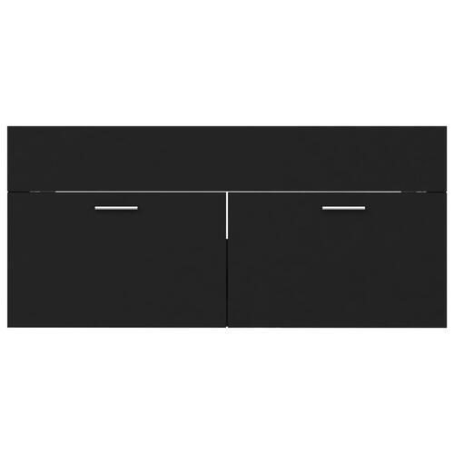 Badeværelsesmøbelsæt 2 dele spånplade sort