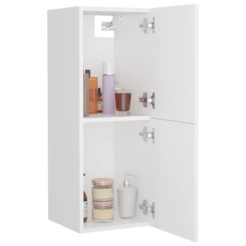 Badeværelsesskab 30x30x80 cm konstrueret træ hvid