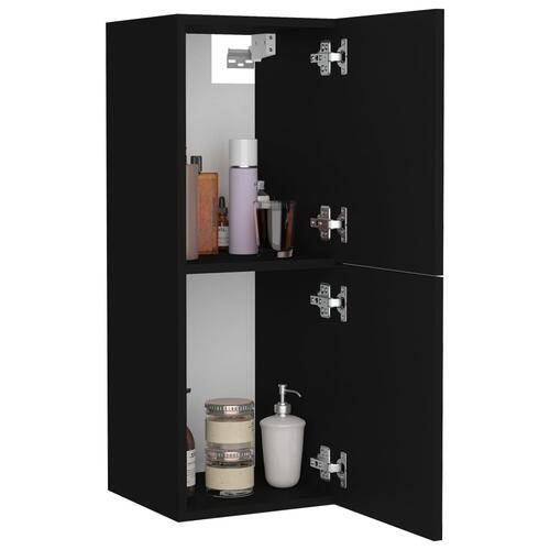 Badeværelsesskab 30x30x80 cm konstrueret træ sort