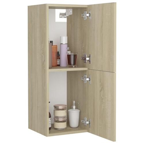 Badeværelsesskab 30x30x80 cm konstrueret træ sonoma-eg