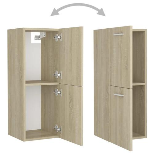 Badeværelsesskab 30x30x80 cm konstrueret træ sonoma-eg