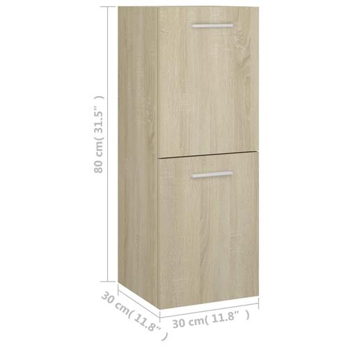 Badeværelsesskab 30x30x80 cm konstrueret træ sonoma-eg