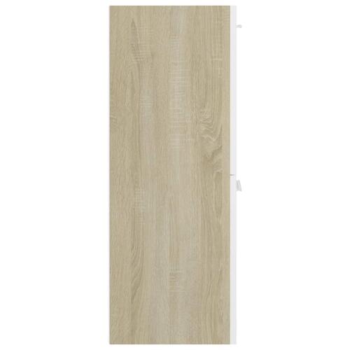 Badeværelsesskab 30x30x80 cm konstrueret træ hvid og sonoma-eg