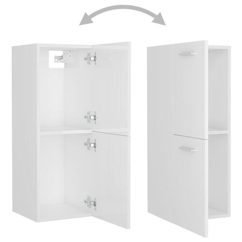 Badeværelsesskab 30x30x80 cm konstrueret træ hvid højglans