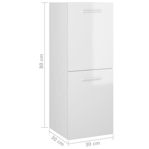 Badeværelsesskab 30x30x80 cm konstrueret træ hvid højglans