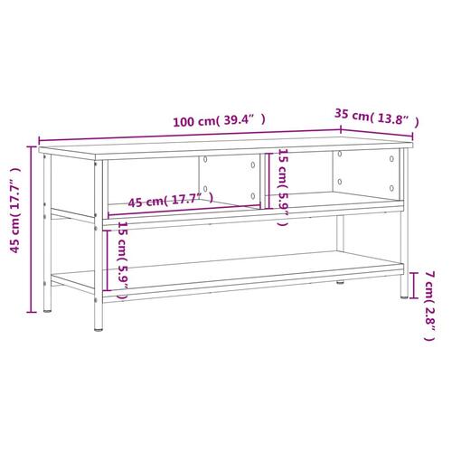Tv-bord 100x35x45 cm konstrueret træ brun egetræ