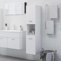 Badeværelsesskab 30x30x130 cm konstrueret træ hvid