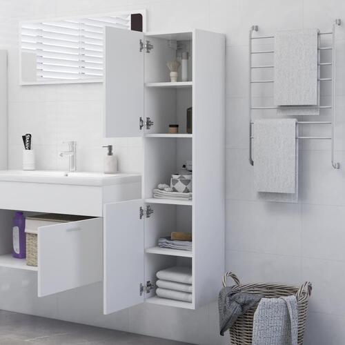 Badeværelsesskab 30x30x130 cm konstrueret træ hvid