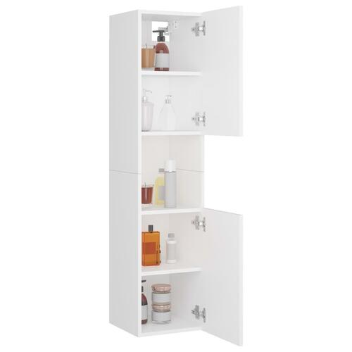 Badeværelsesskab 30x30x130 cm konstrueret træ hvid