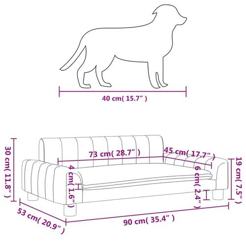 Hundeseng 90x53x30 cm stof mørkegrå