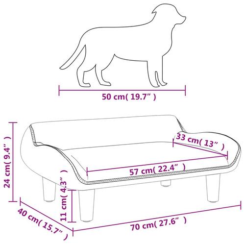 Hundeseng 70x40x24 cm stof lysegrå