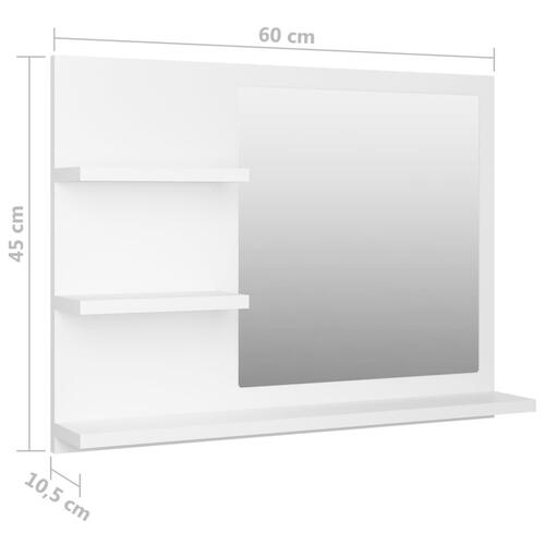 Badeværelsesspejl 60x10,5x45 cm konstrueret træ hvid