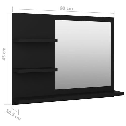 Badeværelsesspejl 60x10,5x45 cm konstrueret træ sort
