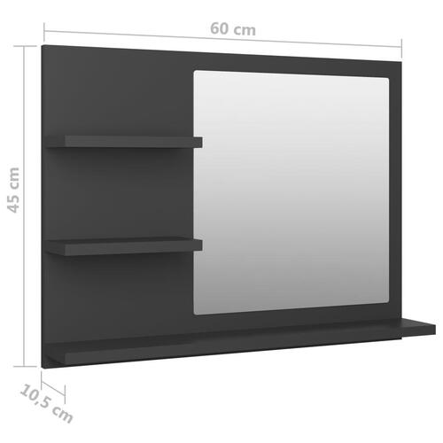 Badeværelsesspejl 60x10,5x45 cm konstrueret træ grå