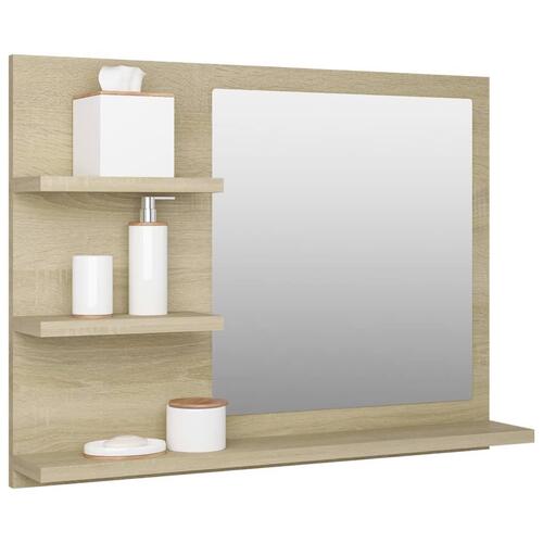 Badeværelsesspejl 60x10,5x45 cm konstrueret træ sonoma-eg