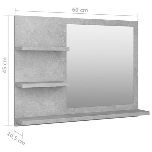 Badeværelsesspejl 60x10,5x45 cm konstrueret træ betongrå