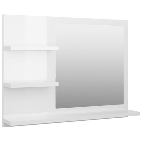 Badeværelsesspejl 60x10,5x45 cm konstrueret træ hvid højglans