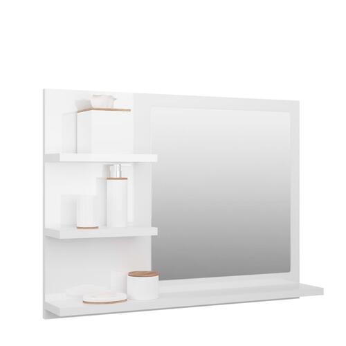 Badeværelsesspejl 60x10,5x45 cm konstrueret træ hvid højglans