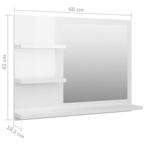 Badeværelsesspejl 60x10,5x45 cm konstrueret træ hvid højglans