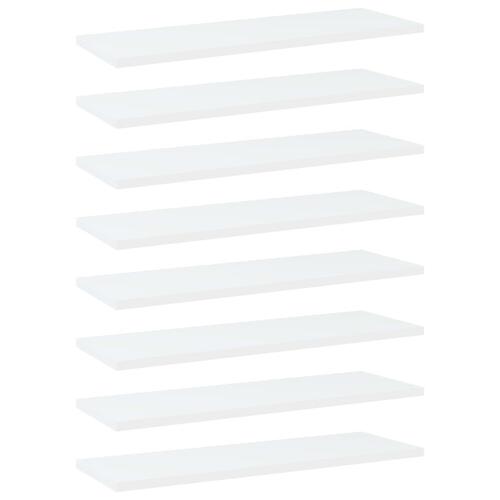 Boghylder 8 stk. 60x20x1,5 cm konstrueret træ hvid