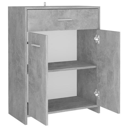 Badeværelsesskab 60x33x80 cm konstrueret træ betongrå
