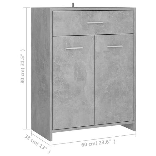 Badeværelsesskab 60x33x80 cm konstrueret træ betongrå