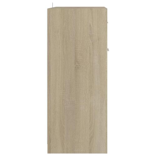 Badeværelsesskab 60x33x80 cm konstrueret træ hvid og sonoma-eg