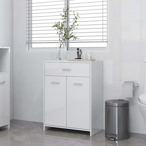 Badeværelsesskab 60x33x80 cm konstrueret træ hvid højglans