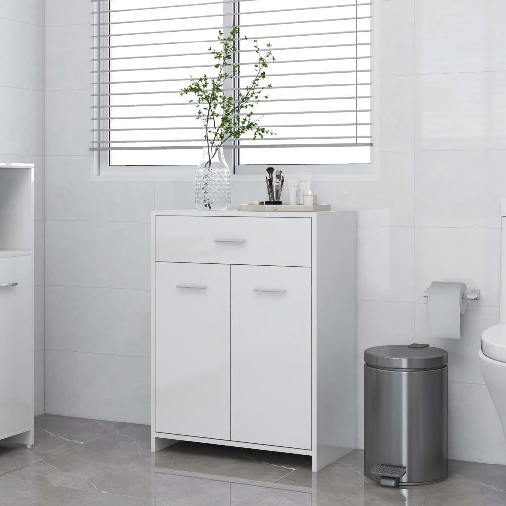 Badeværelsesskab 60x33x80 cm konstrueret træ hvid højglans