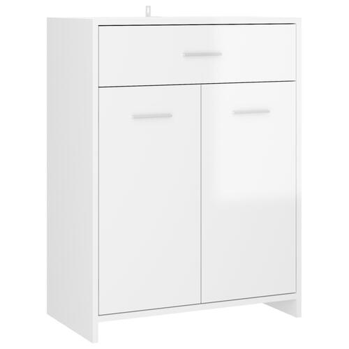 Badeværelsesskab 60x33x80 cm konstrueret træ hvid højglans