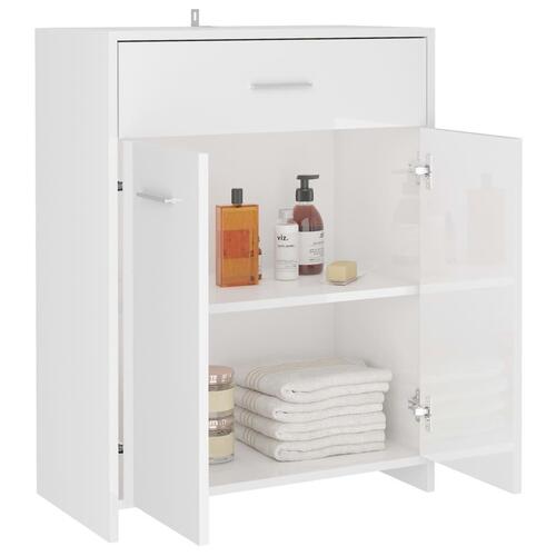 Badeværelsesskab 60x33x80 cm konstrueret træ hvid højglans