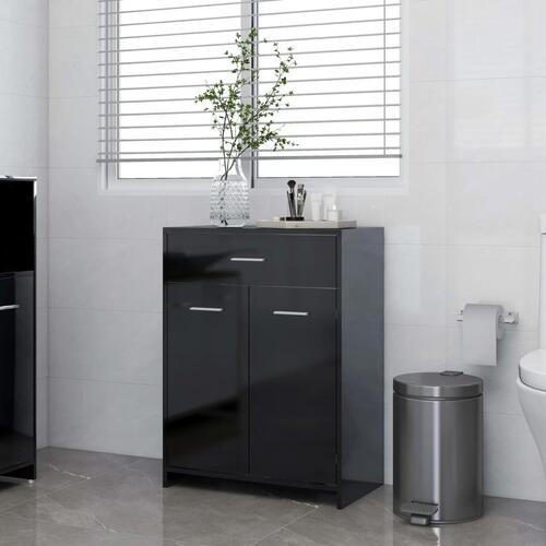 Badeværelsesskab 60x33x80 cm konstrueret træ sort højglans