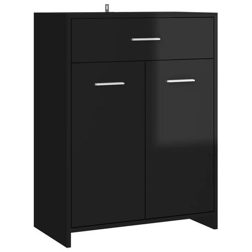 Badeværelsesskab 60x33x80 cm konstrueret træ sort højglans