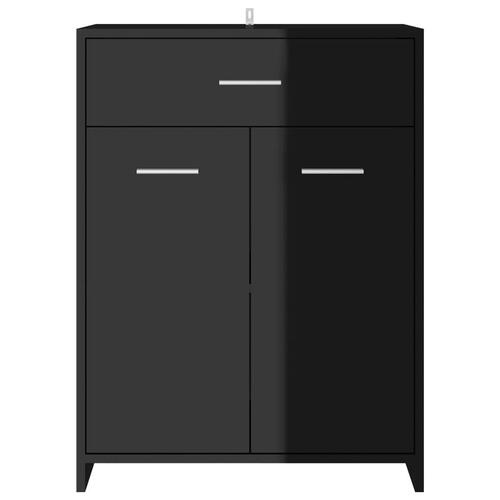 Badeværelsesskab 60x33x80 cm konstrueret træ sort højglans