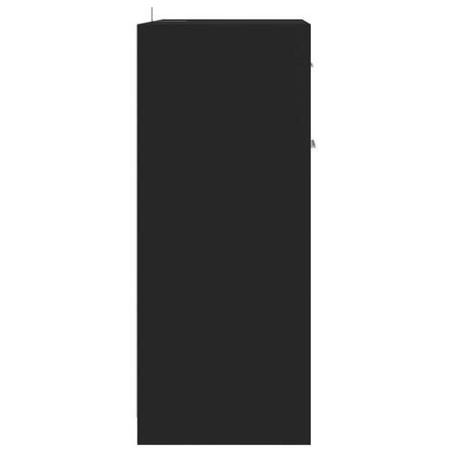 Badeværelsesskab 60x33x80 cm konstrueret træ sort højglans