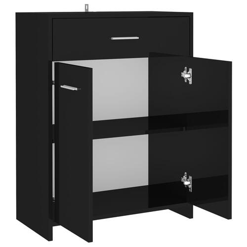 Badeværelsesskab 60x33x80 cm konstrueret træ sort højglans