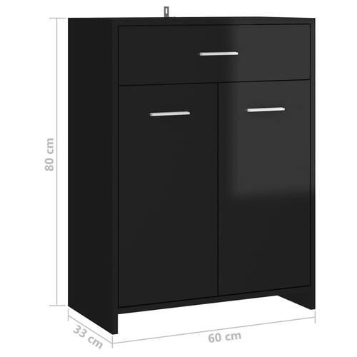 Badeværelsesskab 60x33x80 cm konstrueret træ sort højglans
