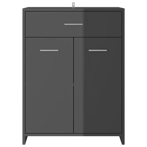 Badeværelsesskab 60x33x80 cm konstrueret træ grå højglans