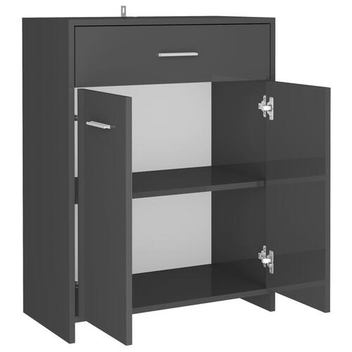 Badeværelsesskab 60x33x80 cm konstrueret træ grå højglans