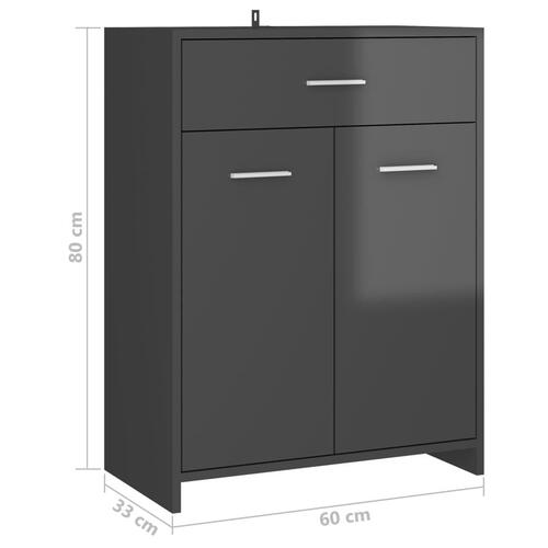Badeværelsesskab 60x33x80 cm konstrueret træ grå højglans