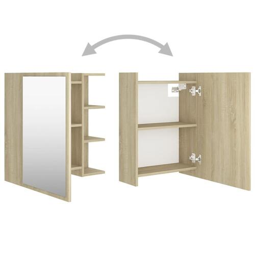 Badeværelsesskab spejl 62,5x20,5x64cm konstrueret træ sonoma-eg