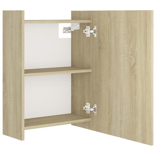 Badeværelsesskab spejl 62,5x20,5x64cm konstrueret træ sonoma-eg