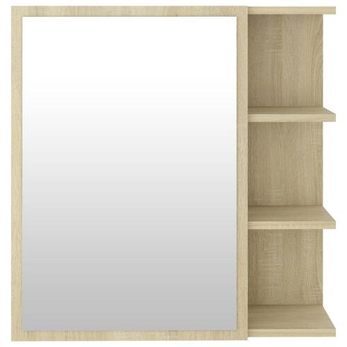 Badeværelsesskab spejl 62,5x20,5x64cm konstrueret træ sonoma-eg
