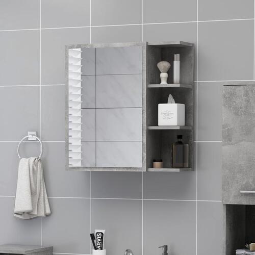 Badeværelsesskab spejl 62,5x20,5x64 cm konstrueret træ betongrå