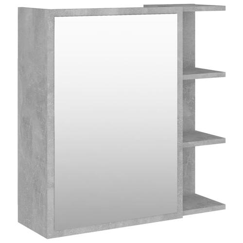 Badeværelsesskab spejl 62,5x20,5x64 cm konstrueret træ betongrå