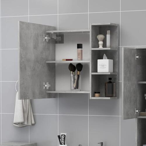 Badeværelsesskab spejl 62,5x20,5x64 cm konstrueret træ betongrå