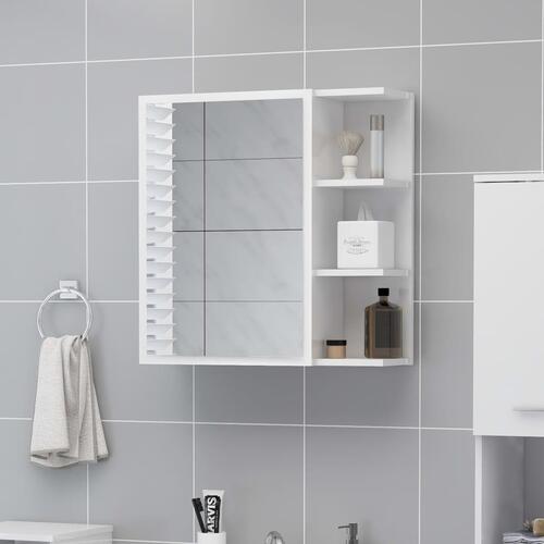 Badeværelsesskab spejl 62,5x20,5x64 cm konstrueret træ hvid