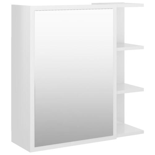 Badeværelsesskab spejl 62,5x20,5x64 cm konstrueret træ hvid