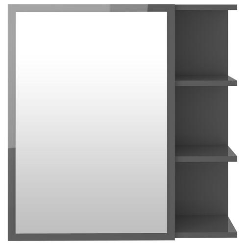 Badeværelsesskab m. spejl 62,5x20,5x64 cm spånplade grå højglans