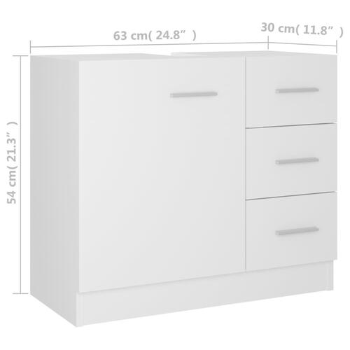 Underskab til håndvask 63x30x54 cm konstrueret træ hvid